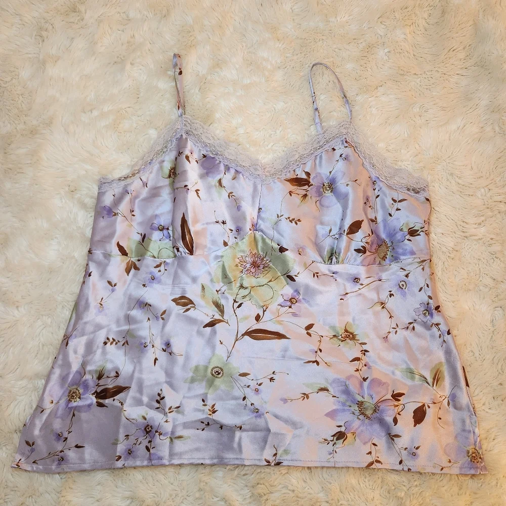 Y2K Silk Cami Tank Floral Size Large